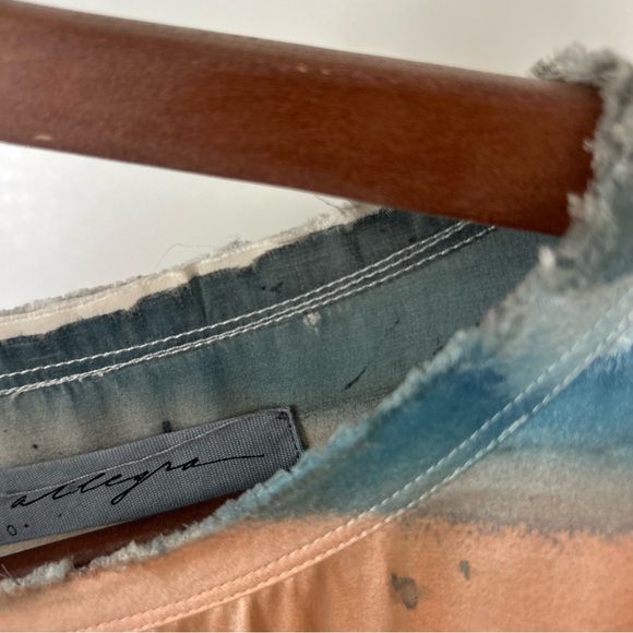 Raquel Allegra Silk Water Color Striped Print Mini Dress Women's Sz 0 Artsy - Picture 11 of 11